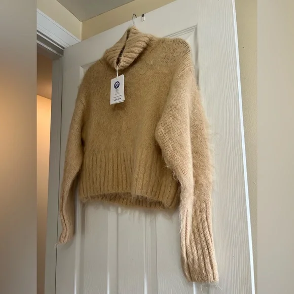 NWT & Other Stories Mohair Turtleneck Sweater Tan - Picture 3 of 10
